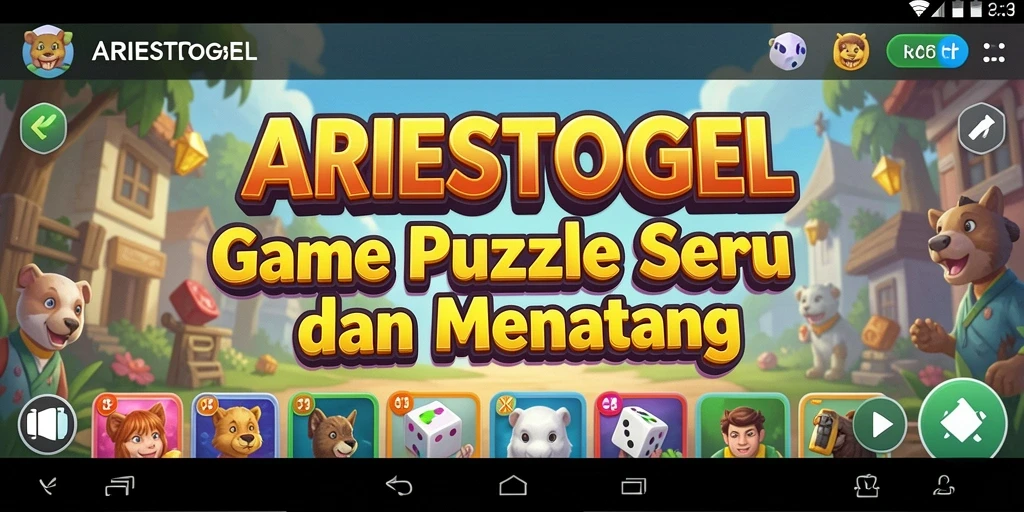 Tampilan gameplay ARIESTOGEL dengan berbagai teka-teki menantang.