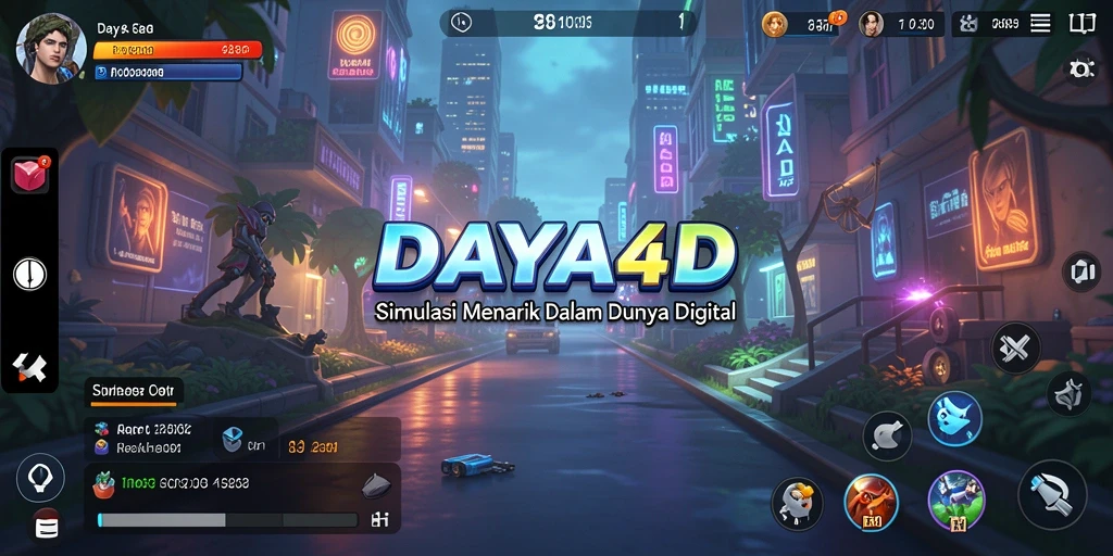 Tangkapan layar utama DAYA4D menunjukkan gameplay simulasi yang menarik dan interaktif.
