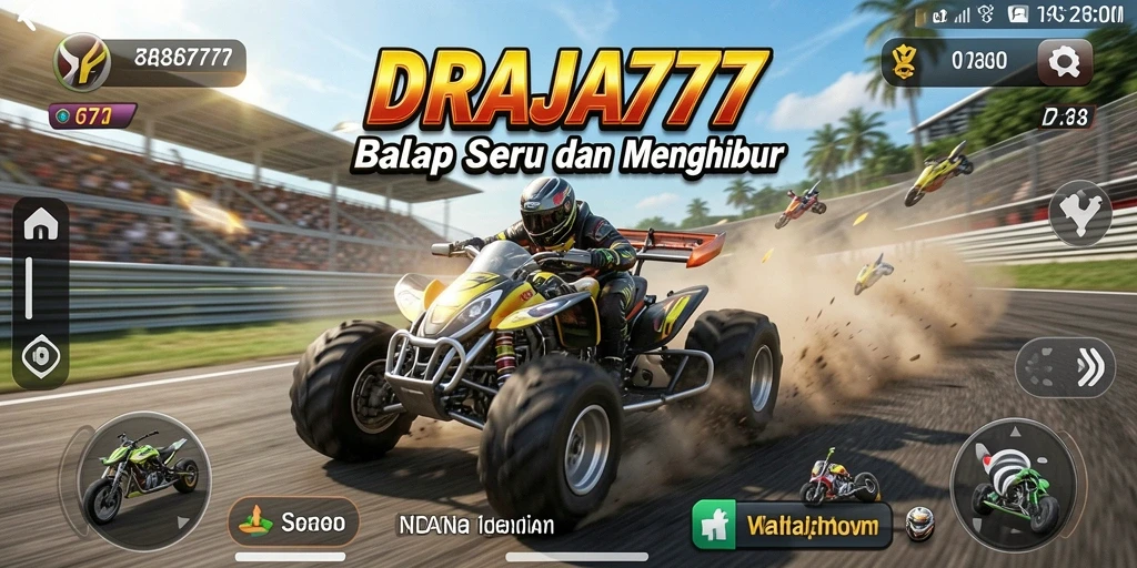 Gameplay balapan menegangkan di DRAJA777 dengan mobil kencang.