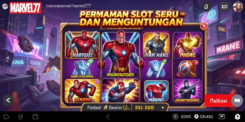 Tampilan grafis menarik dari permainan Slot MARVEL77.