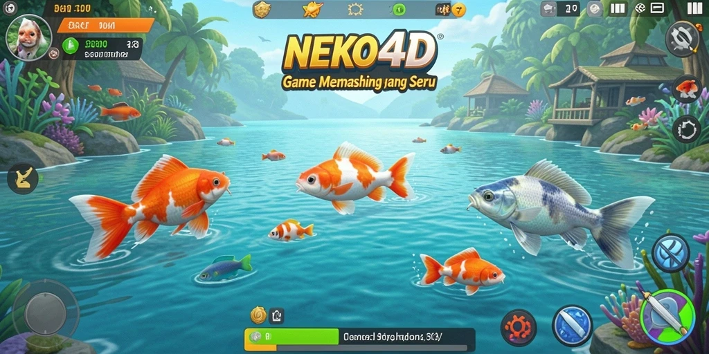 Screenshot gameplay NEKO4D yang menampilkan aksi memancing seru.