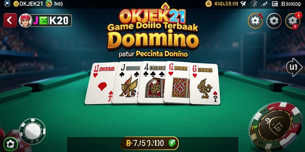 Tampilan gameplay seru dalam OKJEK21 saat bermain Domino.