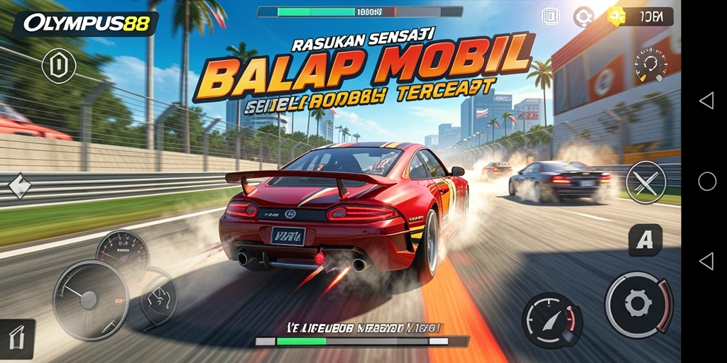Tangkapan layar gameplay OLYMPUS88 saat balapan intens.