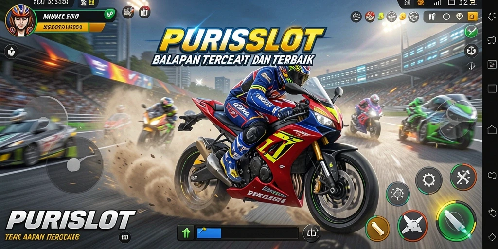 Gameplay mendebarkan dari PURISLOT dengan balapan motor yang seru.