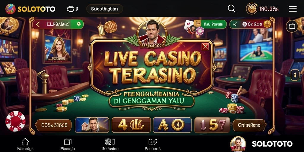 Tampilan utama SOLOTOTO yang menampilkan dealer langsung dan permainan seru.